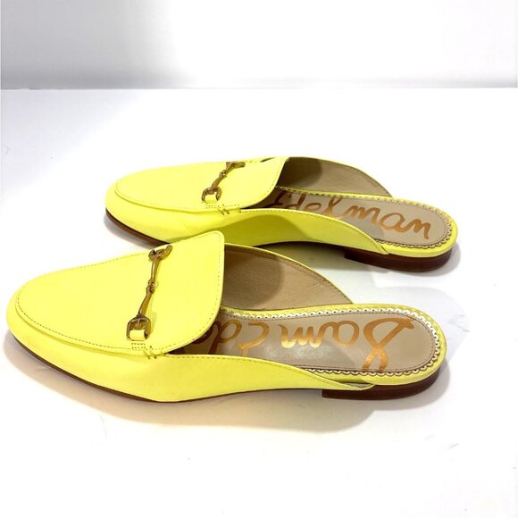 Sam Edelman Yellow Leather Slip-On Loafers With Gold Bit Detail Size 9.5 - Picture 4 of 6